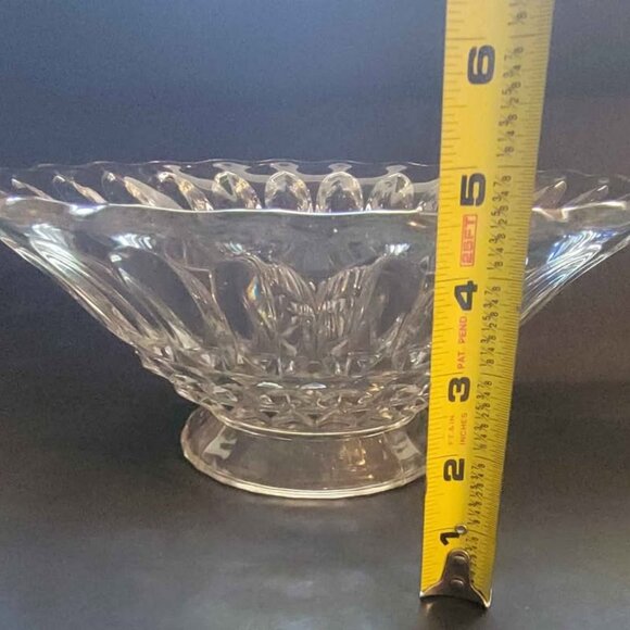 Clear Glass Footed Bowl In The Lotus Blossom Pattern - Picture 7 of 8